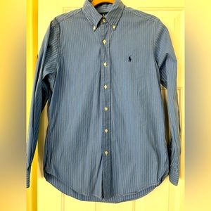 Mens Ralph Lauren blue button down shirt.